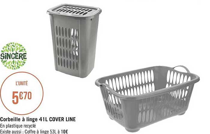 corbeille à linge 41l cover line sincère