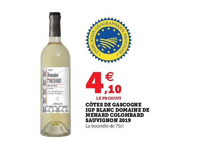 côtes de gascogne igp blanc domaine de ménard colombard sauvignon 2019