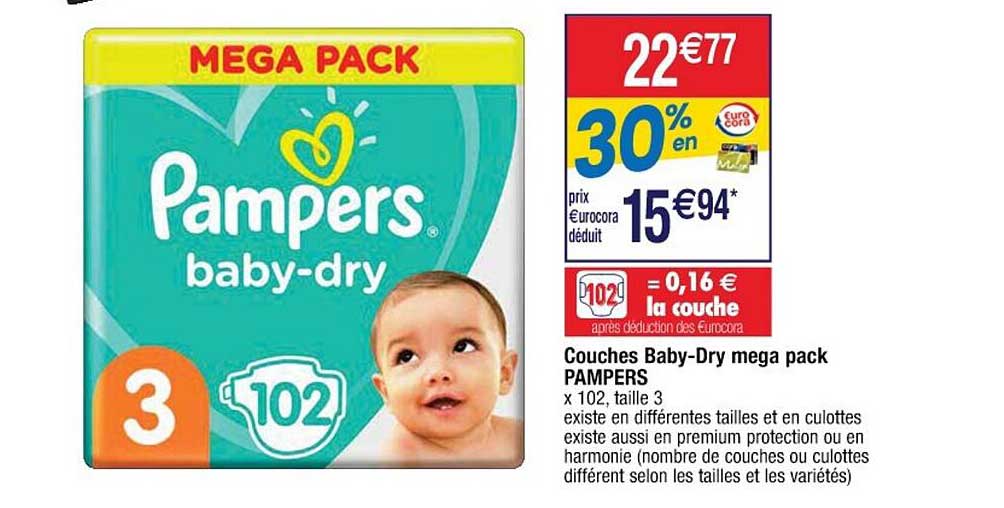 couches baby-dry méga pack pampers
