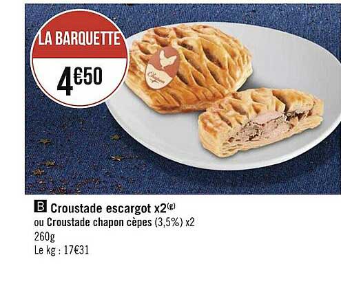 Croustade Escargot X2 Ou Croustade Chapon Cèpes
