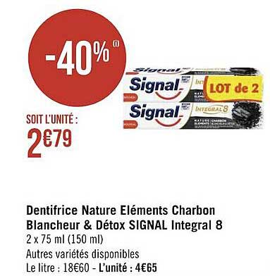 Dentifrice Naturel éléments Charbon Blancheur & Détox Signal Intégral 8
