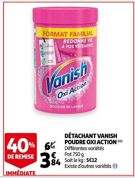 détachant vanish poudre oxi action