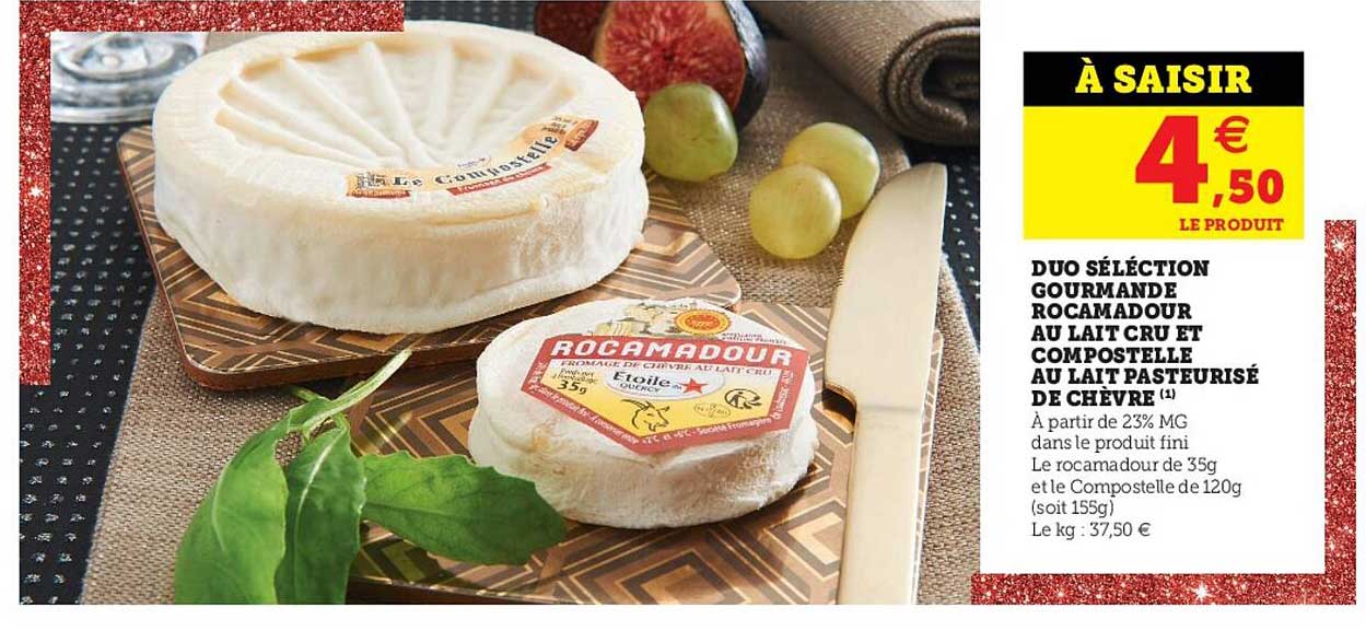 duo sélection gourmande rocamadour au lait cru et compostelle au lait pasteurisé de chèvre