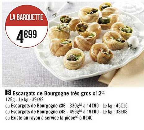 escargots de bourgogne très gros x12