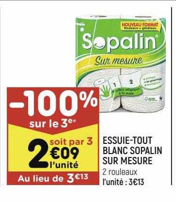 essuie-tout blanc sopalin sur mesure