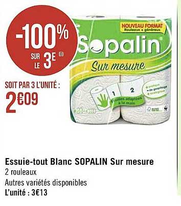 essuie-tout blanc sopalin sur mesure