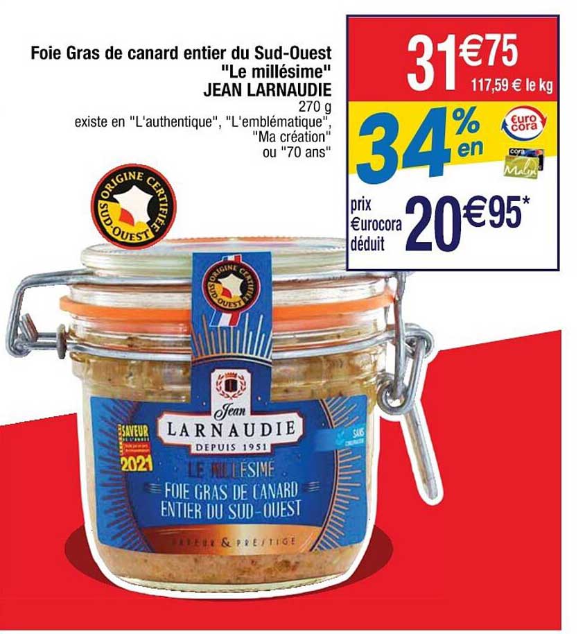 foie gras de canard entier du sud-ouest "le millésime" jean larnaudie