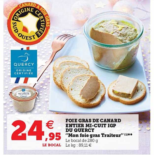 foie gras de canard entier mi-cuit igp du quercy "mon foie gras traiteur"