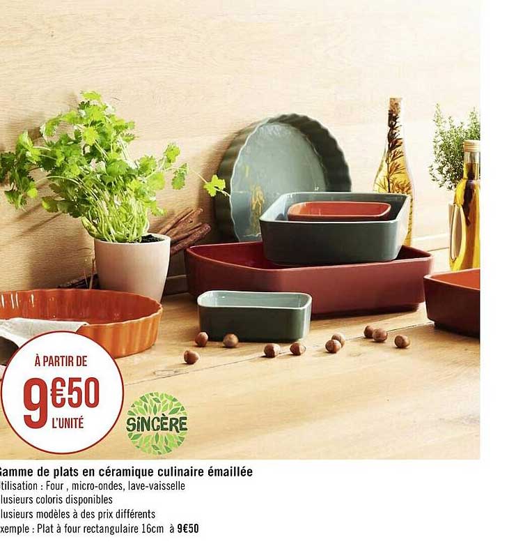 gamme de plats en céramique culinaire émaillée sincère