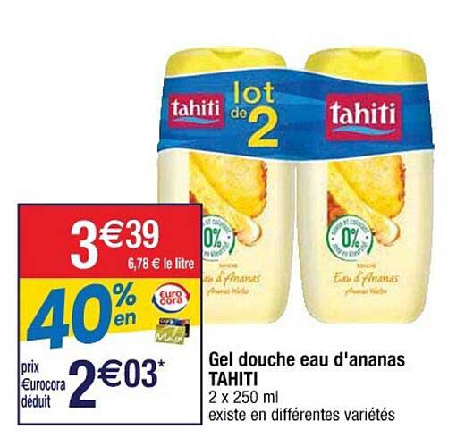 gel douche eau d'ananas tahiti