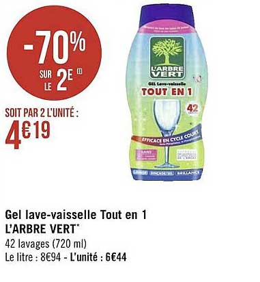 gel lave-vaisselle tout en 1 l'arbre vert