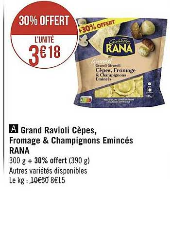Grand Ravioli Cèpes, Fromage & Champignons émincés Rana