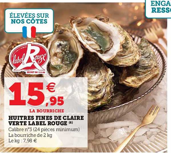 Huîtres Fines De Claire Verte Label Rouge