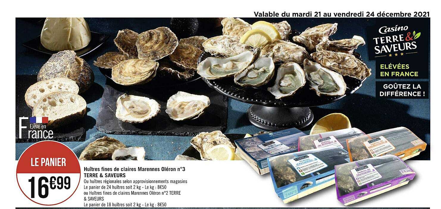 huîtres fines de claires marennes oléron n°3 terre & saveurs