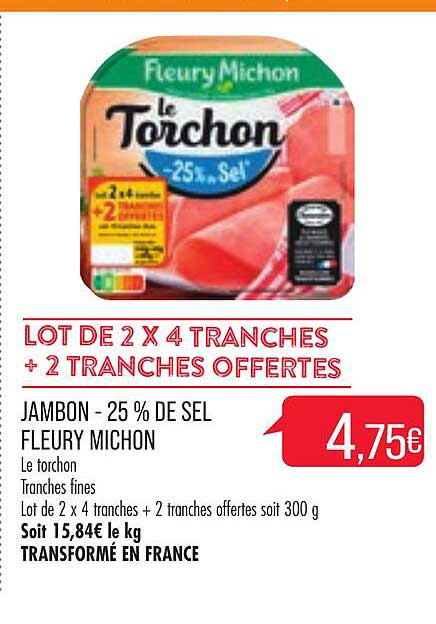 jambon -25% de sel fleury michon
