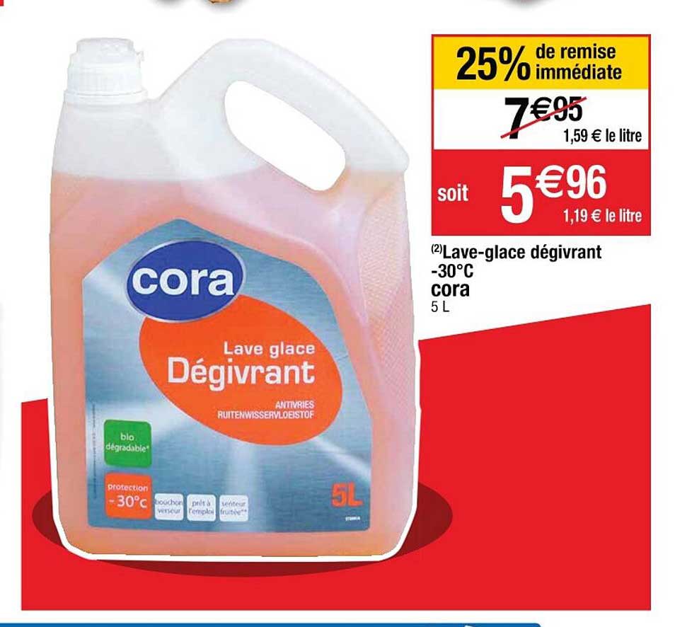lave-glace dégivrant -30°c cora