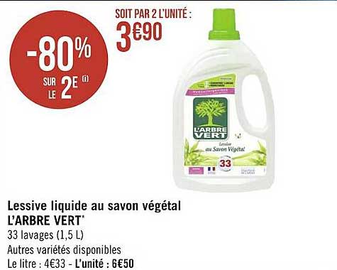 lessive liquide au savon végétal l'arbre vert