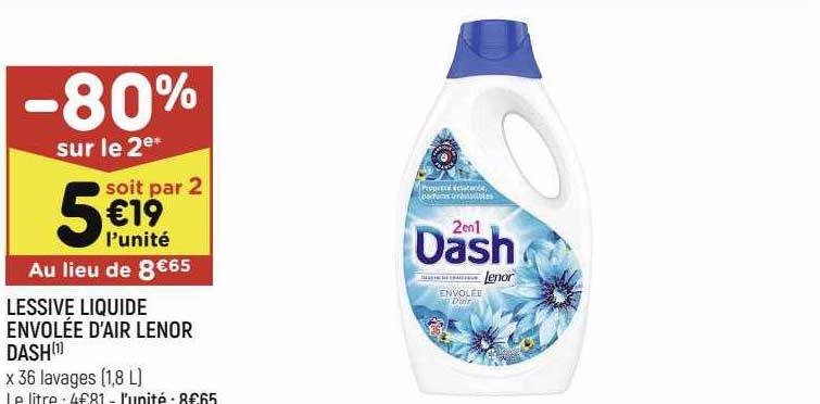 lessive liquide envolée d'air lenor dash