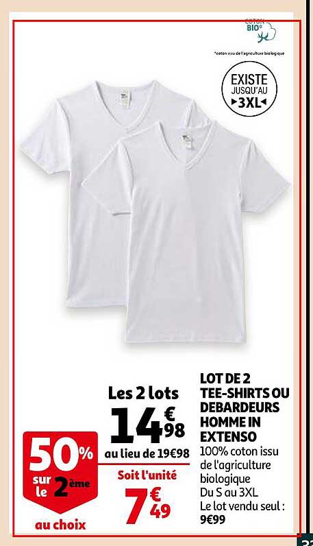 lot de 2 tee-shirts ou débardeurs homme in extenso