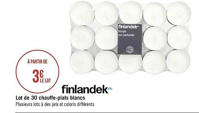 lot de 30 chauffe-plats blancs finlandek^