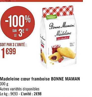 madeleine cœur framboise bonne maman