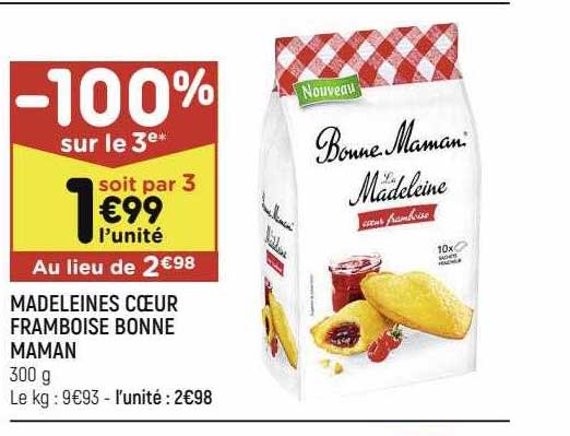 madeleines cœur framboise bonne maman
