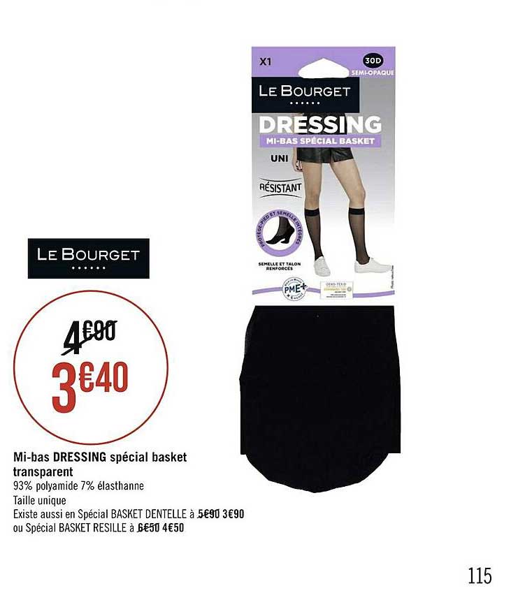 mi-bas dressing spécial basket transparent le bourget