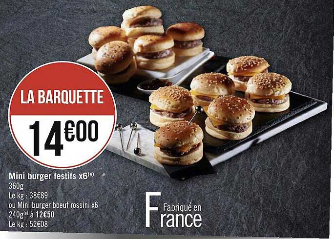 mini burger festifs x6 ou mini burger bœuf rossini