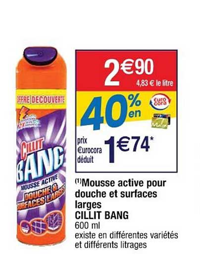 mousse active pour douche et surfaces larges cillit bang