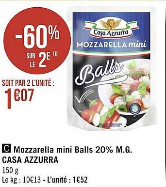 mozzarella mini balls 20% m.g. casa azzurra