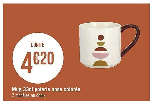 mug 33cl poterie anse colorée