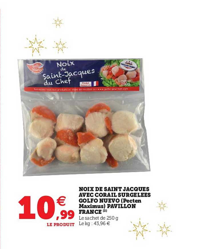 noix de saint jacques avec corail surgelées golfo nuevo pavillon france