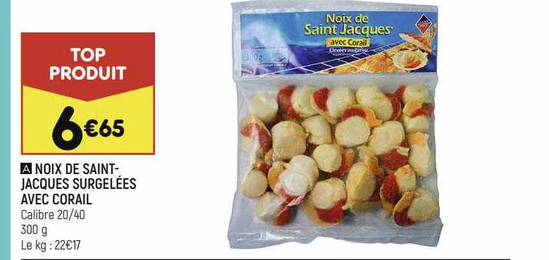 noix de saint-jacques surgelées avec corail
