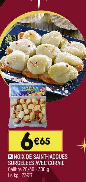 noix de saint-jacques surgelées avec corail
