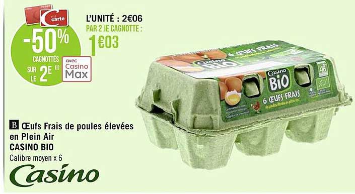 oeufs frais de poules élevées en plein air casino bio