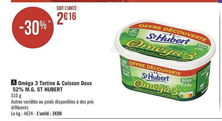 oméga 3 tartine & cuisson doux 52% m.g. st hubert