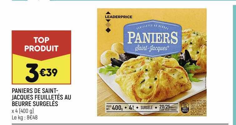 paniers de saint-jacques feuilletés au beurre surgelés