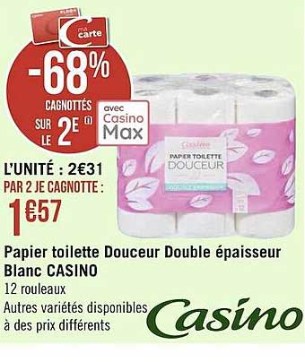 Papier Toilette Douceur Double épaisseur Blanc Casino