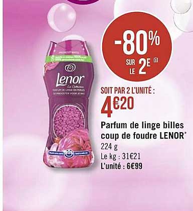 parfum de linge billes coup de foudre lenor