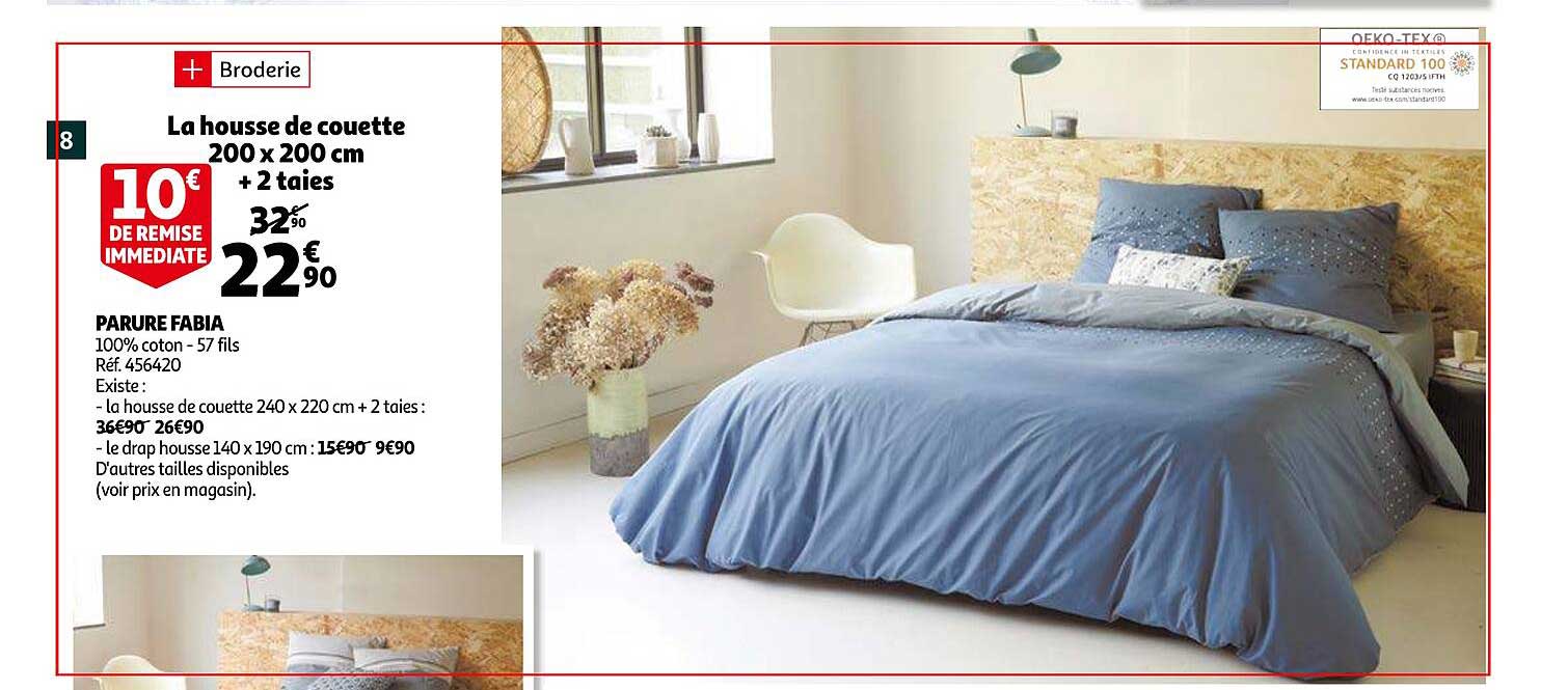 parure fabia : la housse de couette 200 x 200 cm + 2 taies