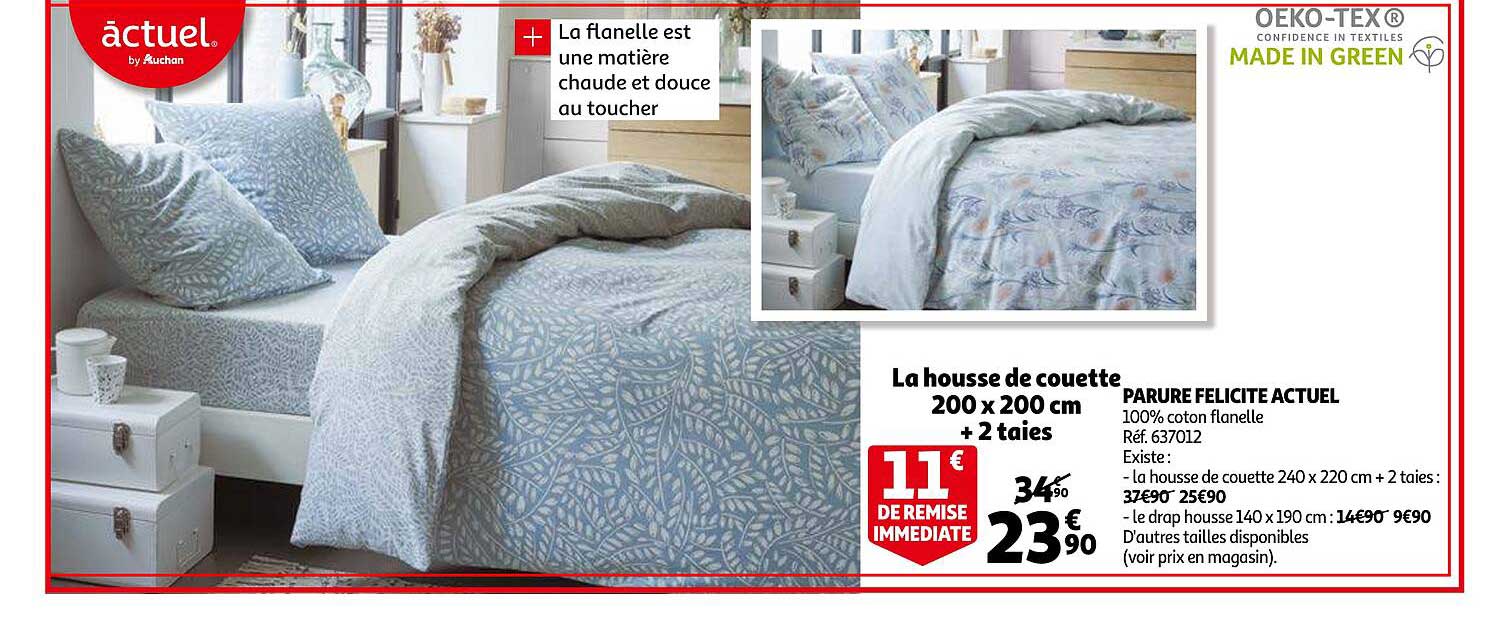 Parure Félicité Actuel : La Housse De Couette 200 X 200 Cm + 2 Taies