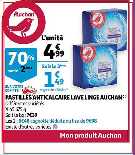 pastilles anticalcaire lave linge auchan
