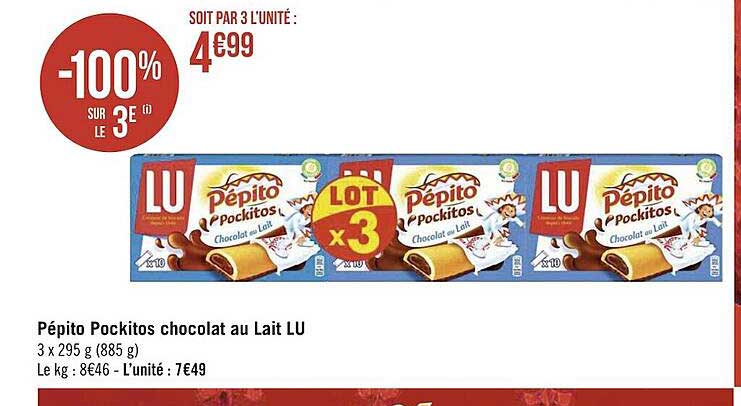 pépito pockitos chocolat au lait lu