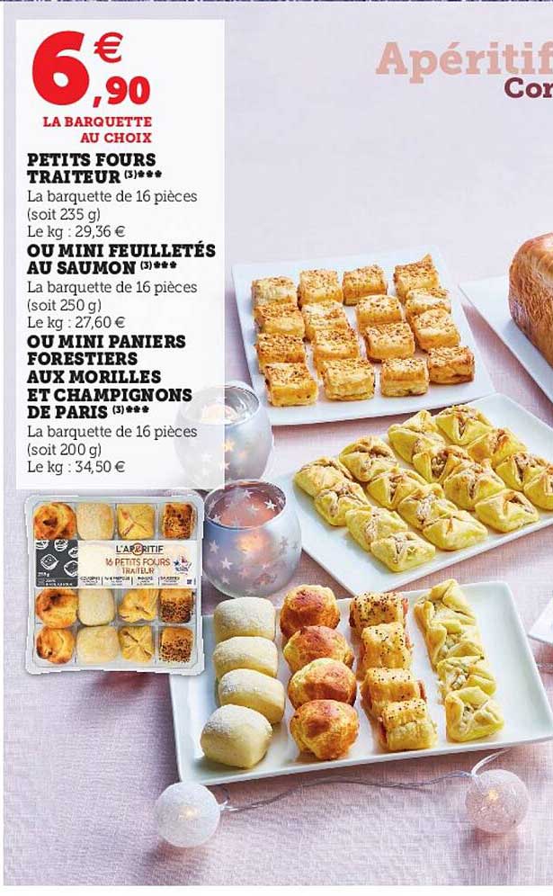 Petits Fours Traiteur Ou Mini Feuilletés Au Saumon Ou Mini Paniers Forestiers Aux Morilles Et Champignons De Paris