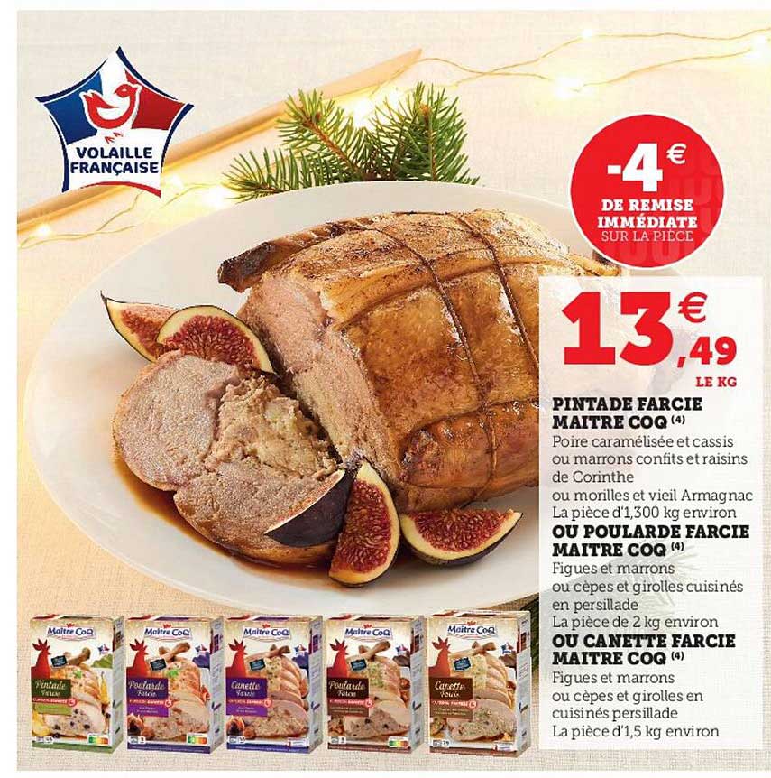 pintade farcie maître coq ou poularde farcie maître coq, ou canette farcie maitre coq