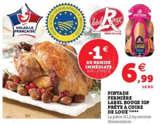 Pintade Fermière Label Rouge Igp Prête à Cuire De Loué