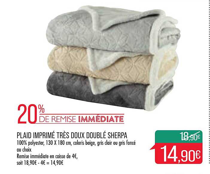 plaid imprimé très doux doublé sherpa