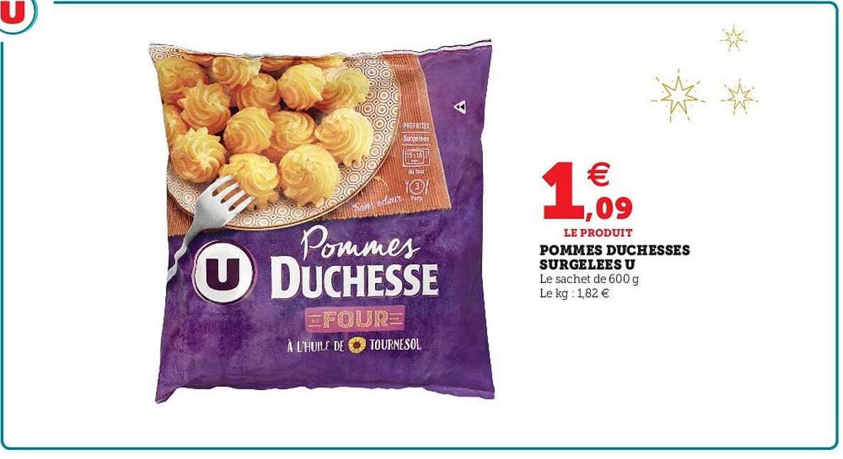 pommes duchêsses surgelées u