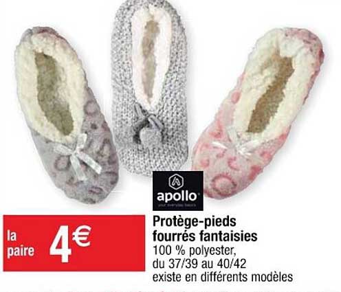protège-pieds fourrés fantaisies apollo