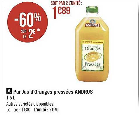 pur jus d'oranges pressées andros